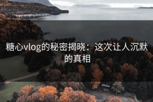 糖心vlog的秘密揭晓：这次让人沉默的真相