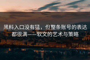 黑料入口没有猛，但整条账号的表达都很满——软文的艺术与策略