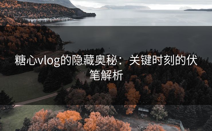 糖心vlog的隐藏奥秘:关键时刻的伏笔解析 糖心vlog的隐藏奥秘:关键时刻的伏笔解析