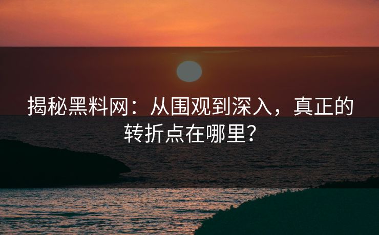 揭秘黑料网:从围观到深入,真正的转折点在哪里? 揭秘黑料网:从围观到深入,真正的转折点在哪里?